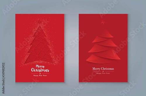 Merry Christmas Greeting card Design. Christmas Tree and Snow
