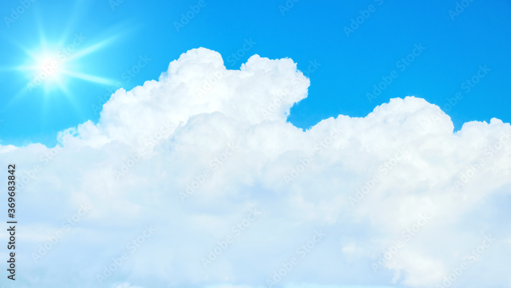 typical blue sky with sun and clouds background typical blue sky with sun and clouds background