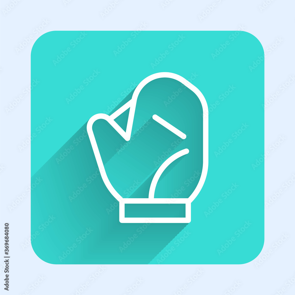White line Baseball glove icon isolated with long shadow. Green square button. Vector Illustration. White line Baseball glove icon isolated with long shadow. Green square button. Vector Illustration.