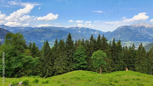 mountain alps landscape with blue sky in bavaria