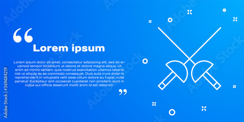 White line Fencing icon isolated on blue background. Sport equipment. Vector Illustration.