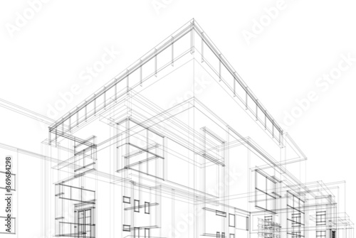 house building sketch architecture 3d illustration