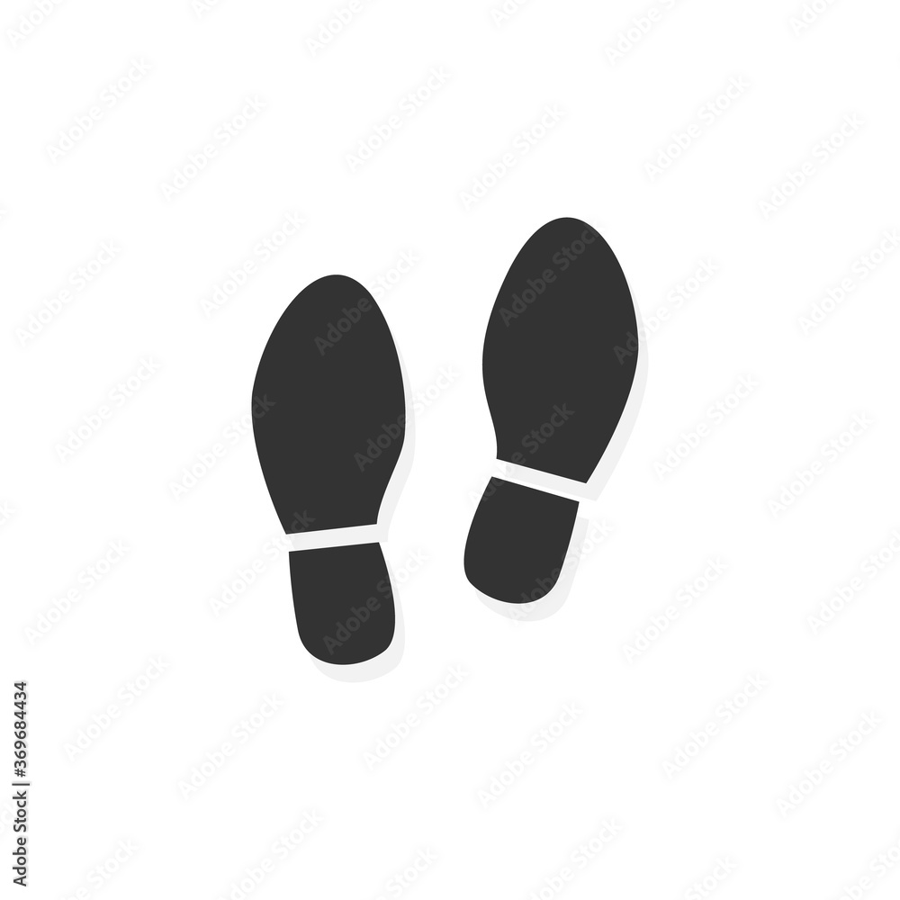 Human shoe footprint icon. Vector footwears. Flat style. Black silhouettes. Illustration isolated on white background. Human shoe footprint icon. Vector footwears. Flat style. Black silhouettes. Illustration isolated on white background.