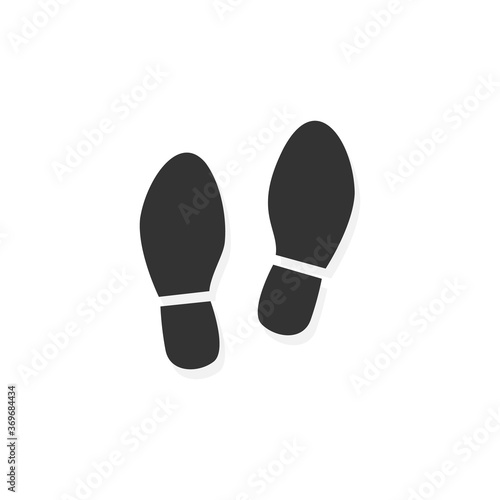 Human shoe footprint icon. Vector footwears. Flat style. Black silhouettes. Illustration isolated on white background.