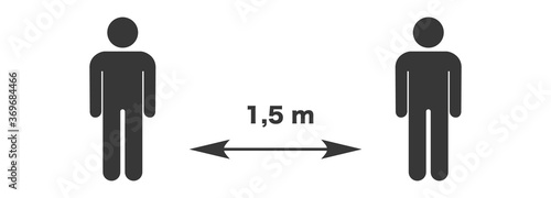 Social distancing. Maintain a distance or keep a distance of 1 m or 1 meter. vector illustration isolated on white background