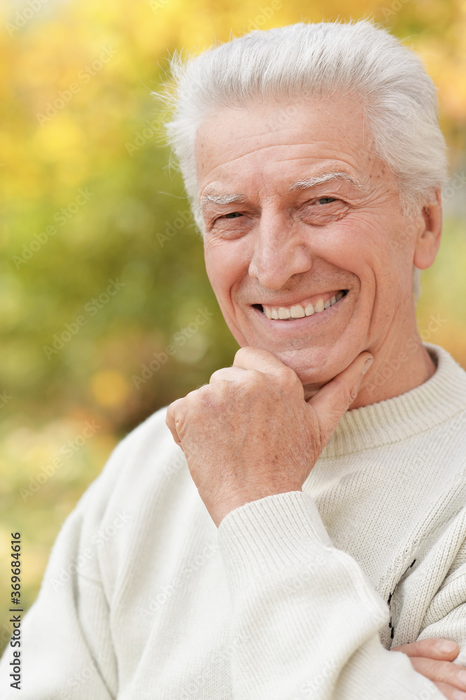 Portrait of smiling senior man in park Portrait of smiling senior man in park