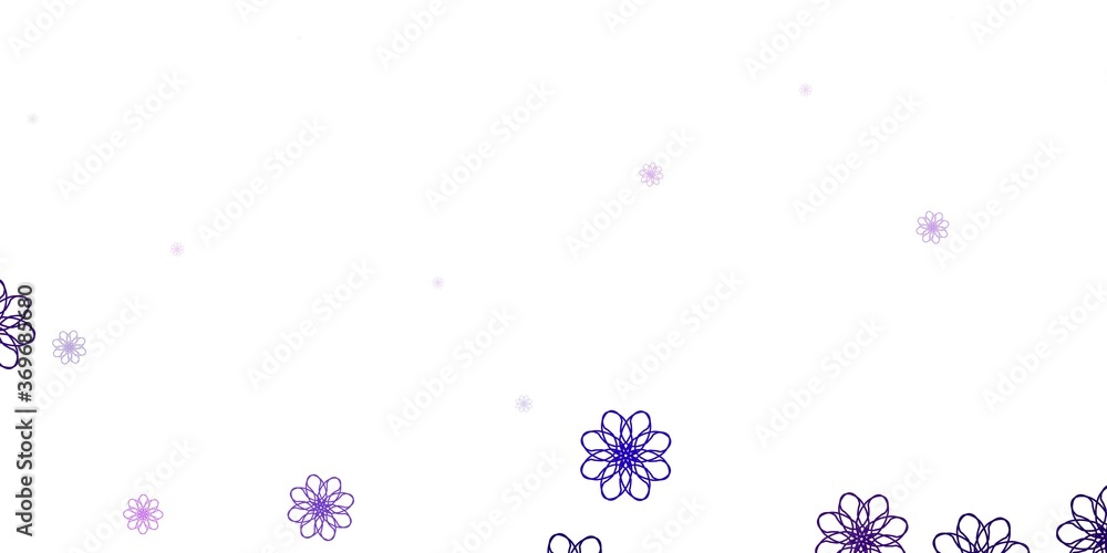 Light Purple, Pink vector doodle background with flowers.