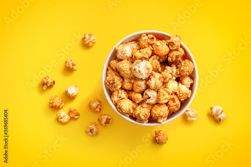 Tasty popcorn in cardboard box