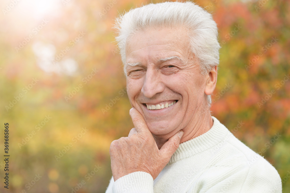 Portrait of smiling senior man in park Portrait of smiling senior man in park