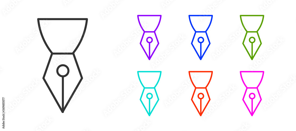 Black line Fountain pen nib icon isolated on white background. Pen tool sign. Set icons colorful. Vector Illustration. Black line Fountain pen nib icon isolated on white background. Pen tool sign. Set icons colorful. Vector Illustration.