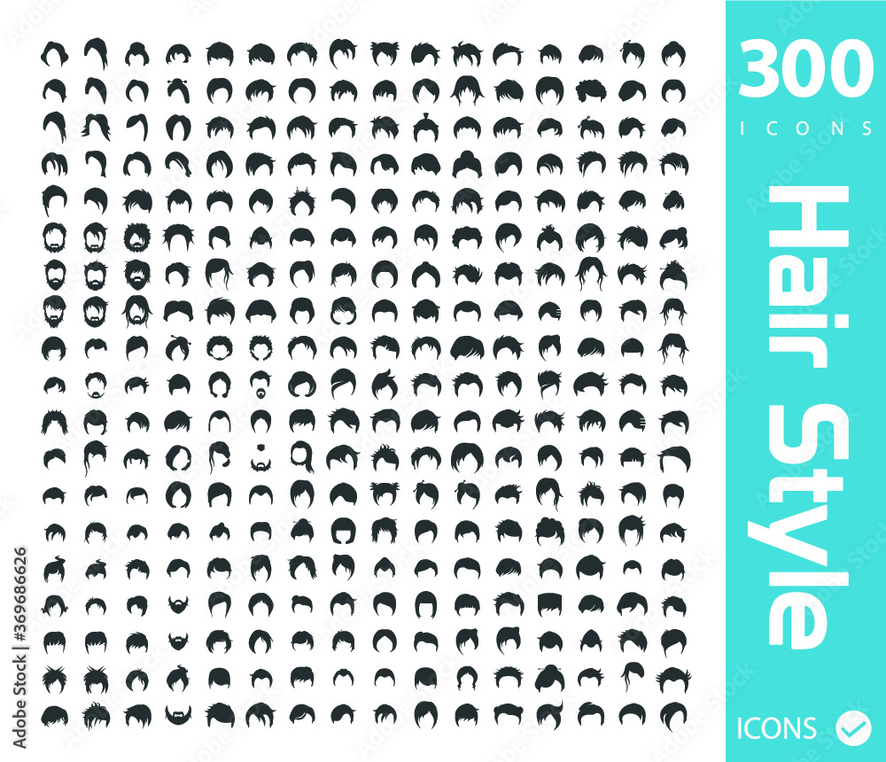 hair style icons set of 300 hair icons