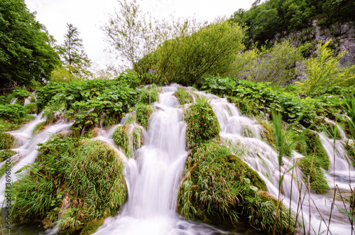 Fototapeta Naklejka Na Ścianę i Meble -  Waterfall cascade in Plitvice Lakes National Park, Croatia