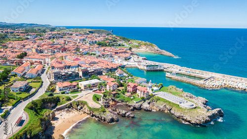 Fototapeta Naklejka Na Ścianę i Meble -  aerial view of llanes fishing town in asturias, spain