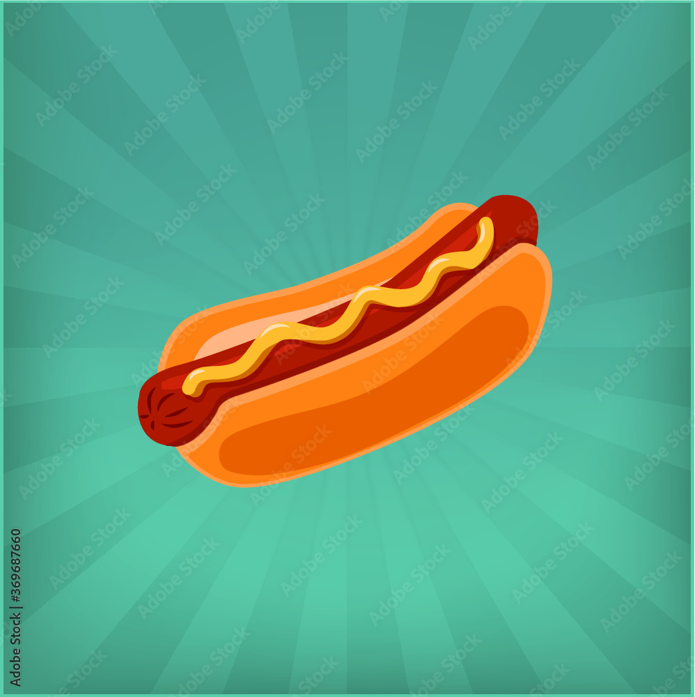 Hot dog with mustard vector Hot dog with mustard vector