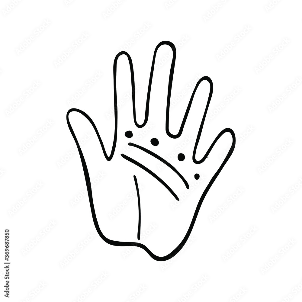 Guessing on the hand line.fortune telling. elements about magic and chiromancy, divination. Hand drawn hand with magical symbols. Isolated on white backdrop. Guessing on the hand line.fortune telling. elements about magic and chiromancy, divination. Hand drawn hand with magical symbols. Isolated on white backdrop.