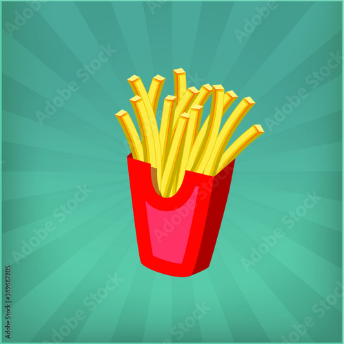 French fries box with sauce