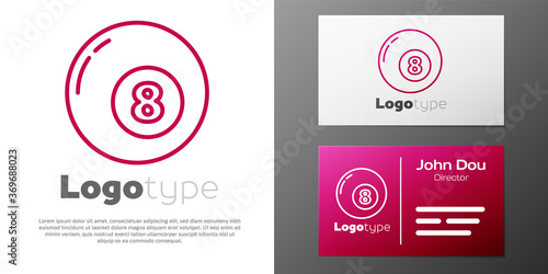Logotype line Billiard pool snooker ball icon isolated on white background. Logo design template element. Vector Illustration.