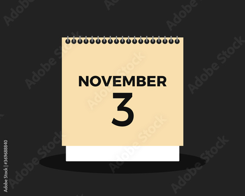 Calendar and election day - calendar is showing date November 3 - Election day to elect elect new US president of United States in presidential election.