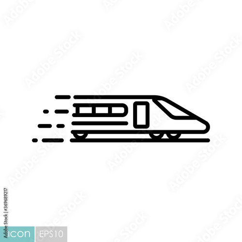 High-speed passenger train flat vector icon