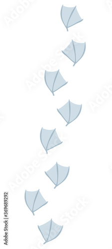 Duck tracks in snow. Typical footprints of mallard, swan, goose and other anatids. Isolated icon vector illustration on white background.
