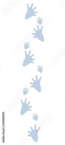 Beaver tracks in snow. Typical footprints of castor. Isolated icon vector illustration on white background.
