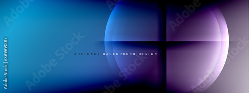 Vector abstract background - circle and cross on fluid gradient with shadows and light effects. Techno or business shiny design templates for text