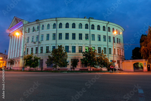 the building at night in the center