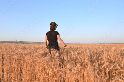 girl walking in the field