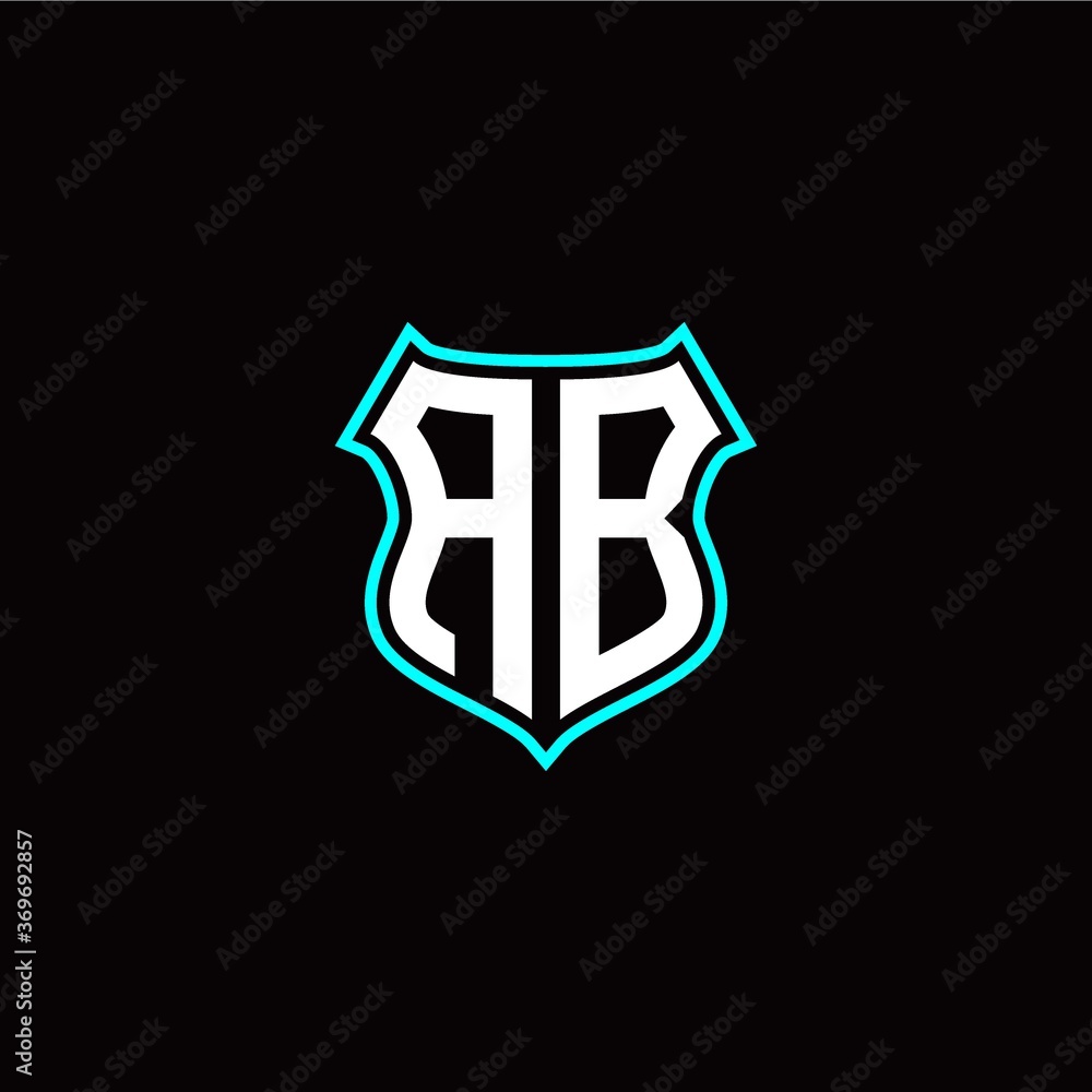 A B initials monogram logo shield designs modern