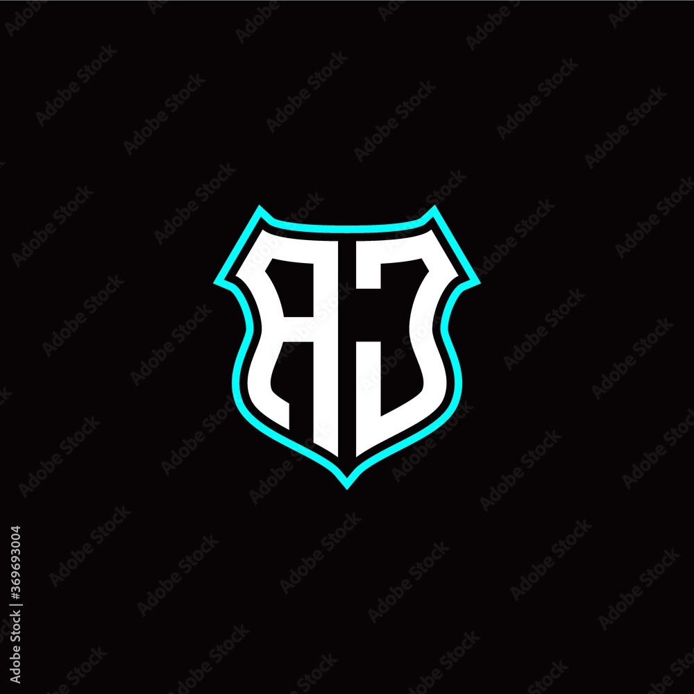 A J initials monogram logo shield designs modern