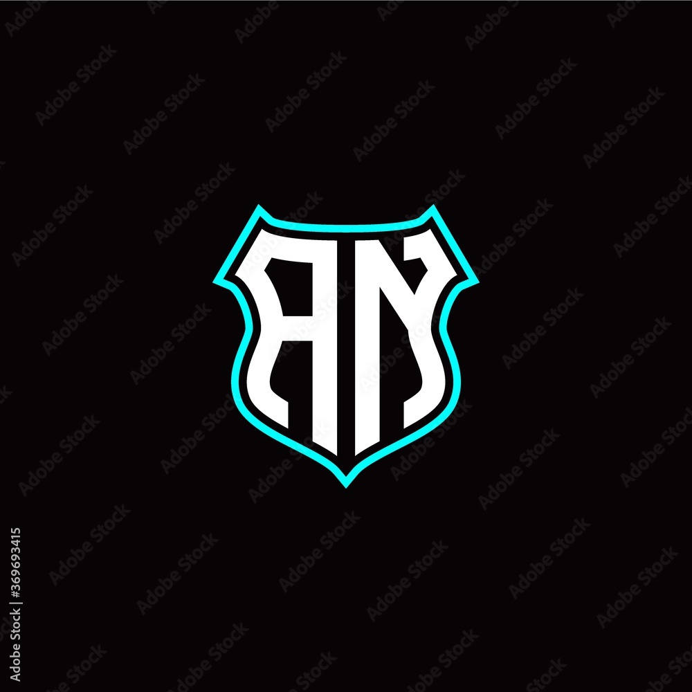 A N initials monogram logo shield designs modern
