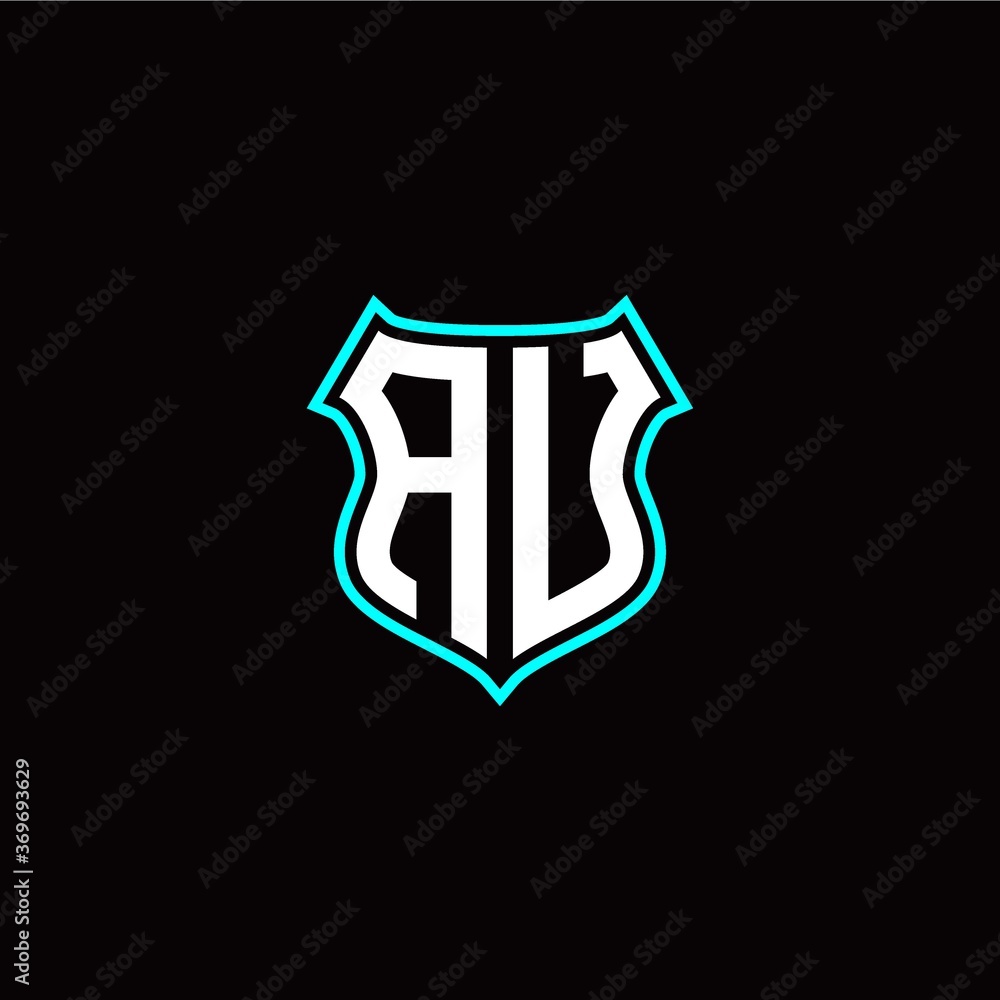 A U initials monogram logo shield designs modern