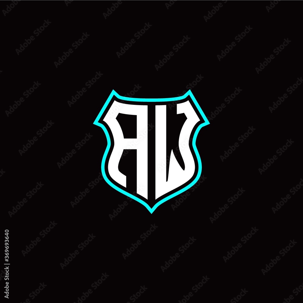 A W initials monogram logo shield designs modern
