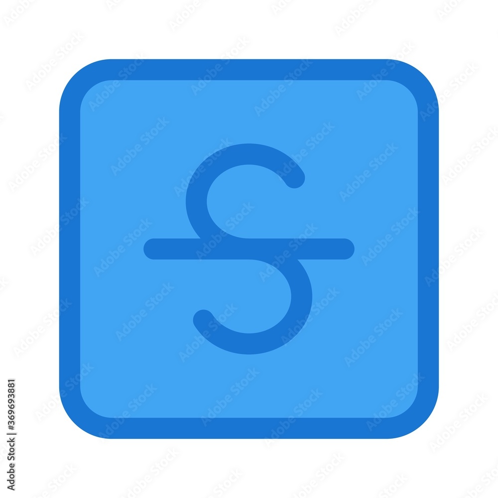Strikethrough text format vector icon isolated on white background. Strikethrough text format vector icon isolated on white background.