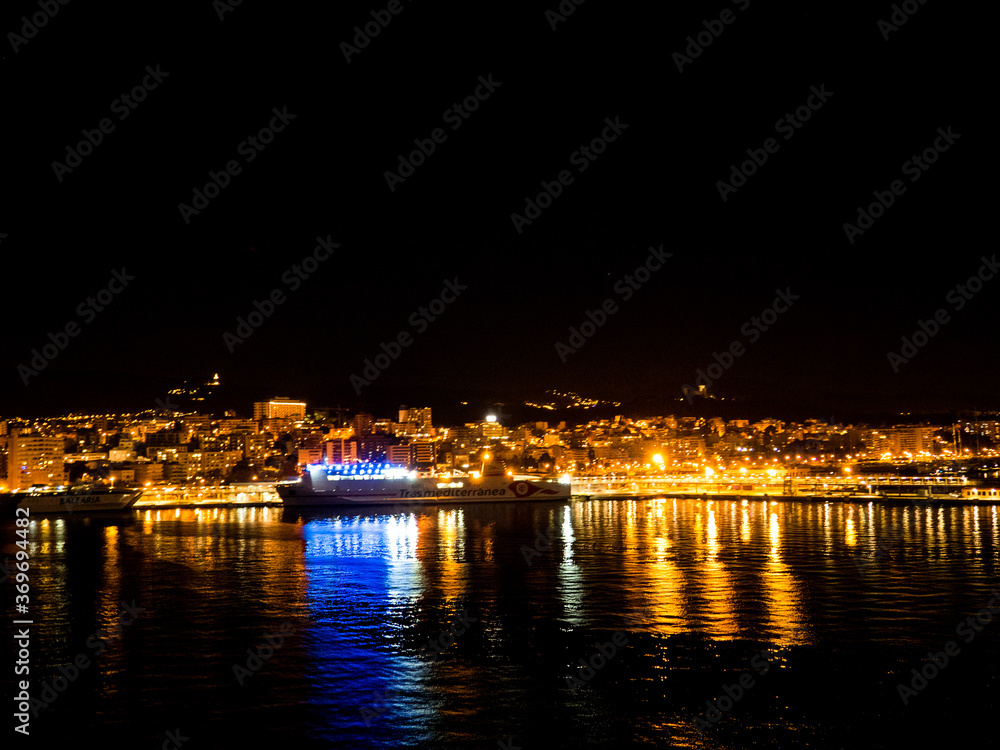 night view of the port of Mallorca
