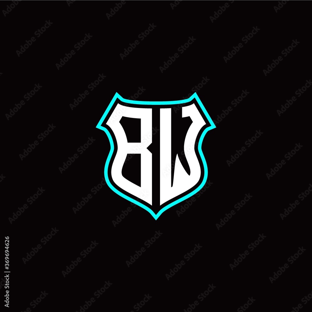 B W initials monogram logo shield designs modern
