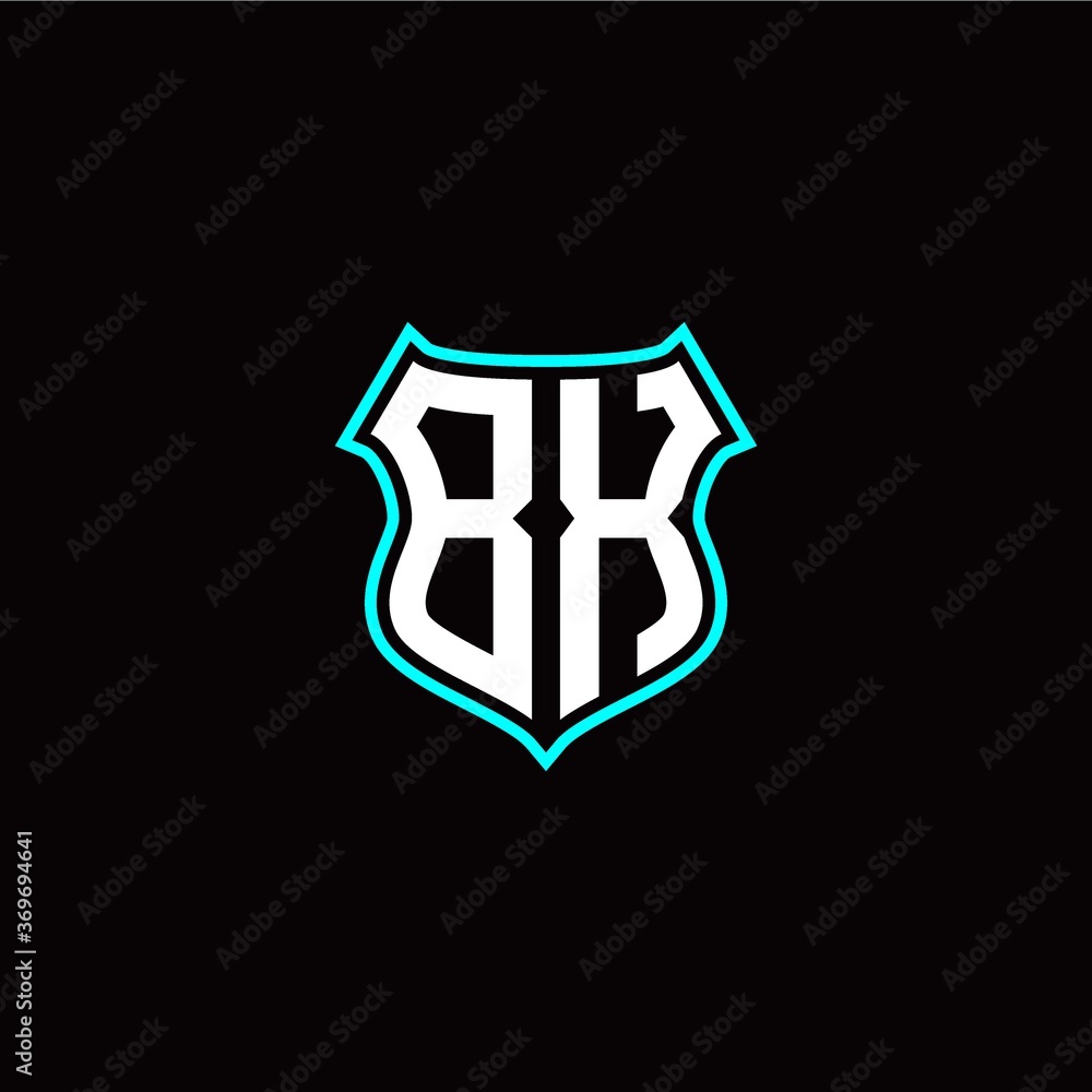 B X initials monogram logo shield designs modern