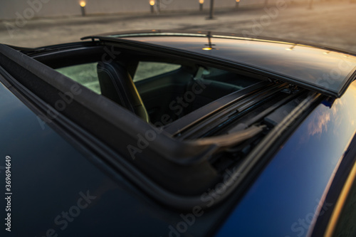 Glass Sunroof Of Fast Car.