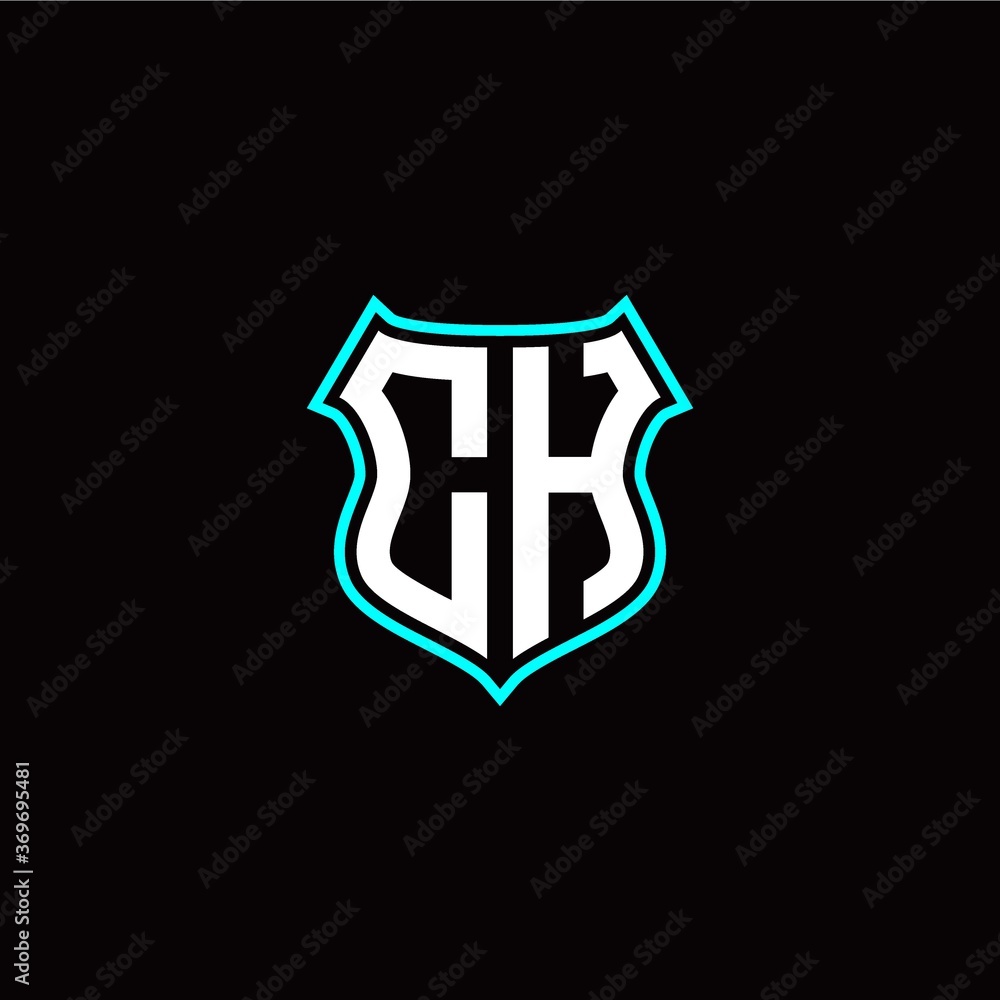 C H initials monogram logo shield designs modern