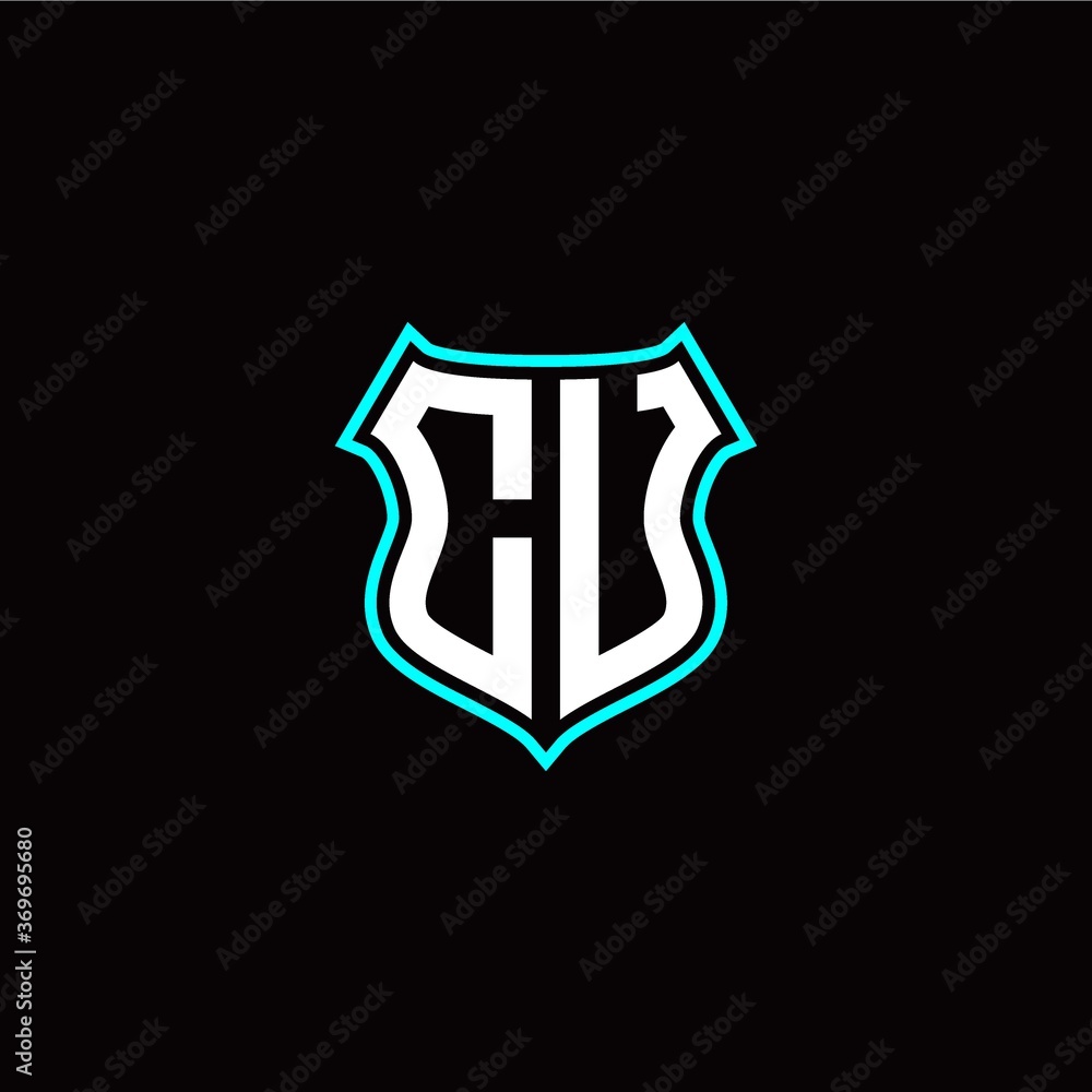 C U initials monogram logo shield designs modern