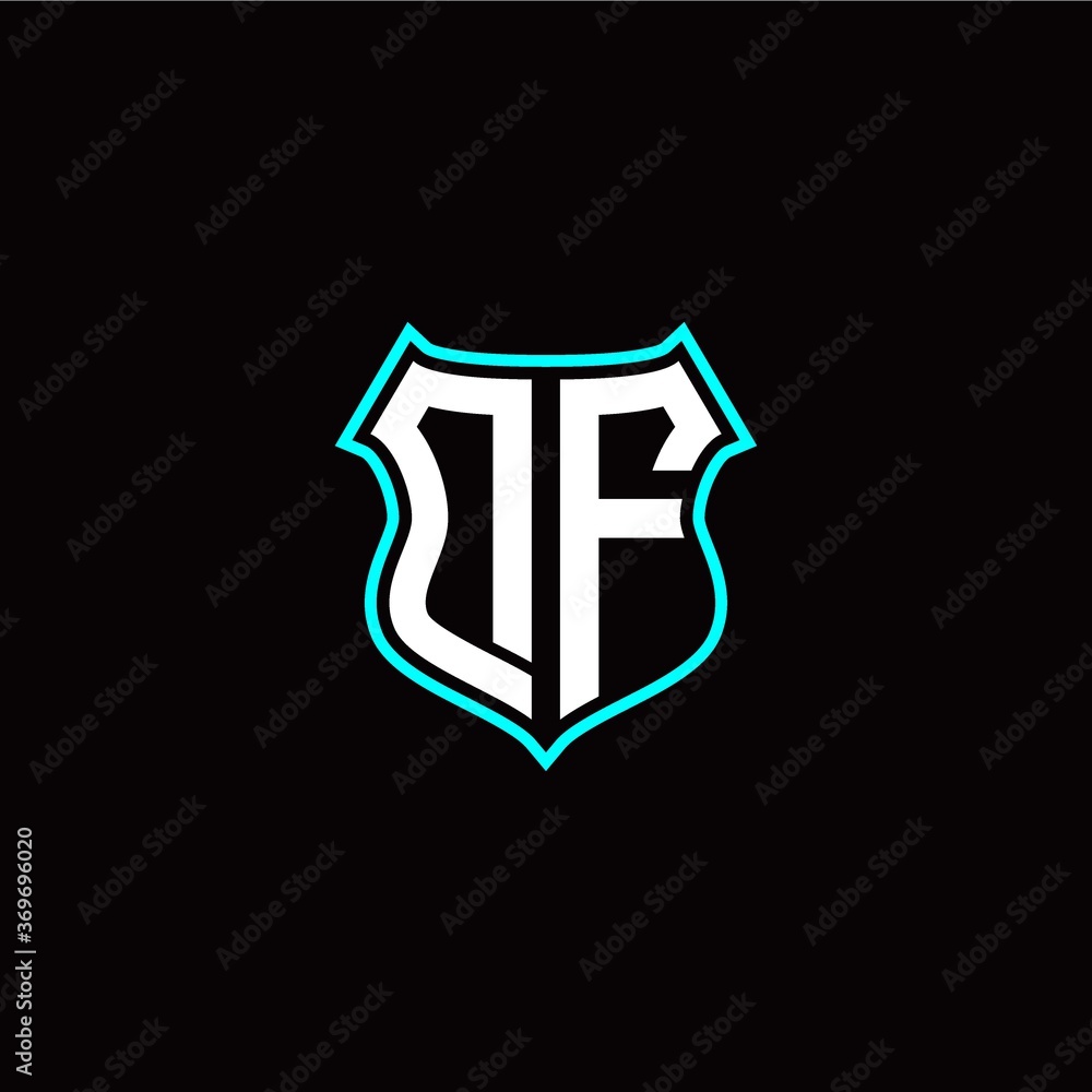 D F initials monogram logo shield designs modern
