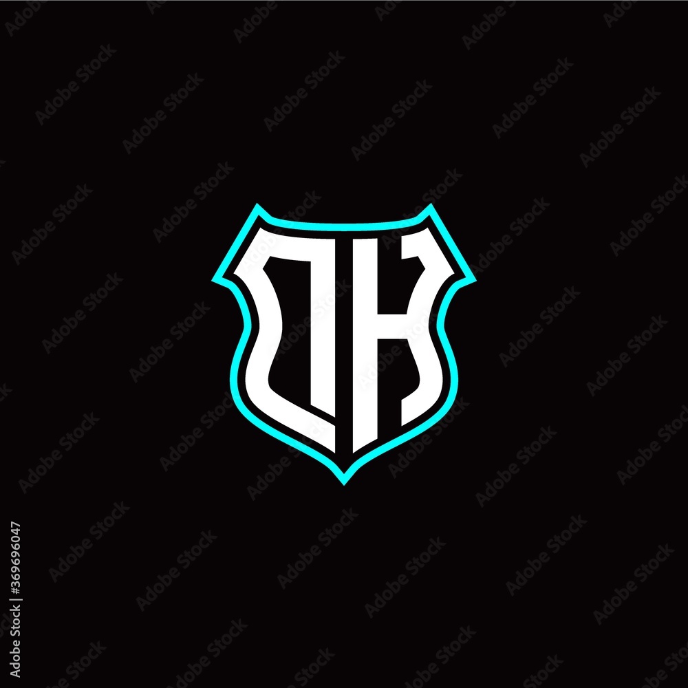 D H initials monogram logo shield designs modern