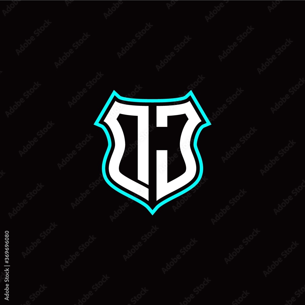 D J initials monogram logo shield designs modern