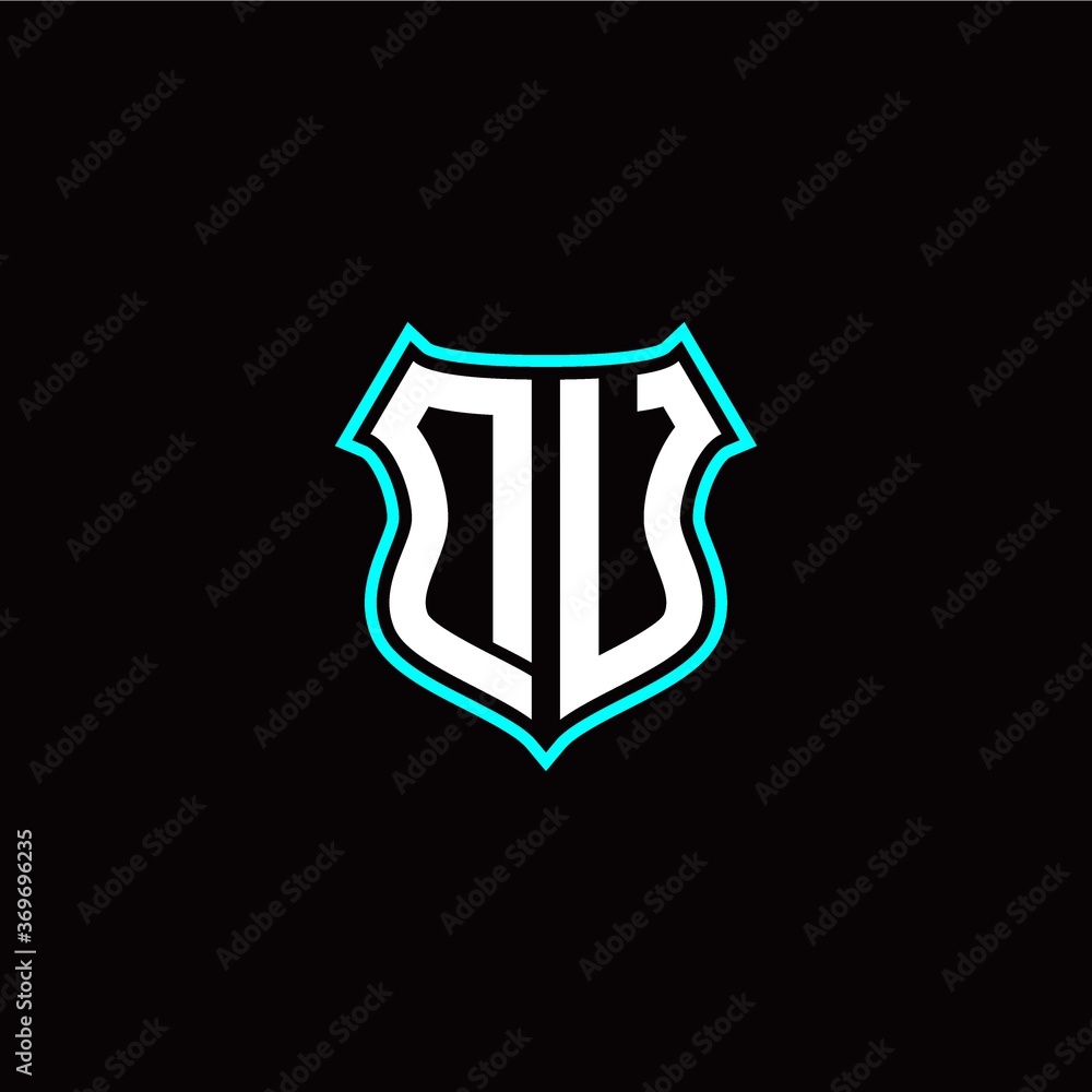 D U initials monogram logo shield designs modern