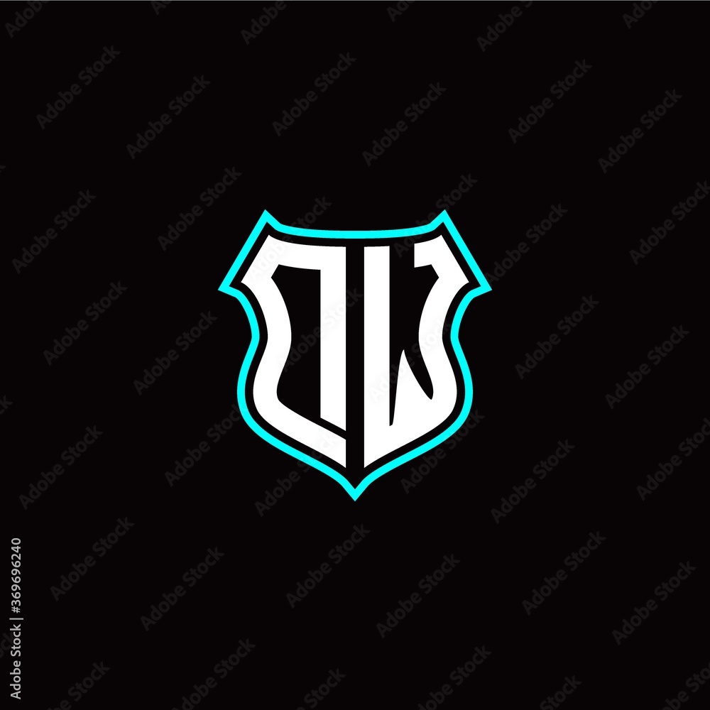 D W initials monogram logo shield designs modern
