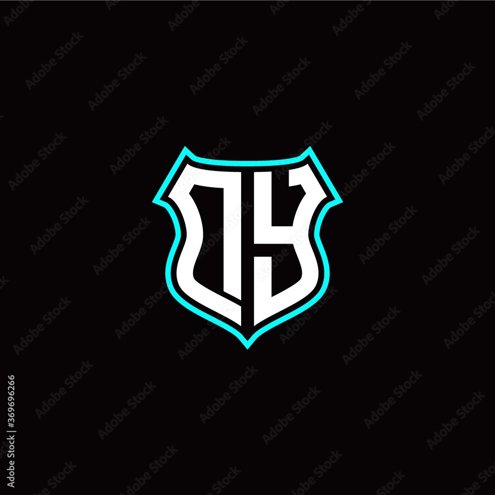 D Y initials monogram logo shield designs modern