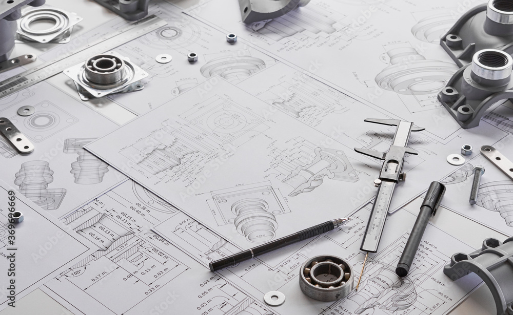 Drawing Accessories on the Project Under Development from the Drawings. the  Concept of Engineering and Production of Technical Stock Image - Image of  contractor, scale: 248595657