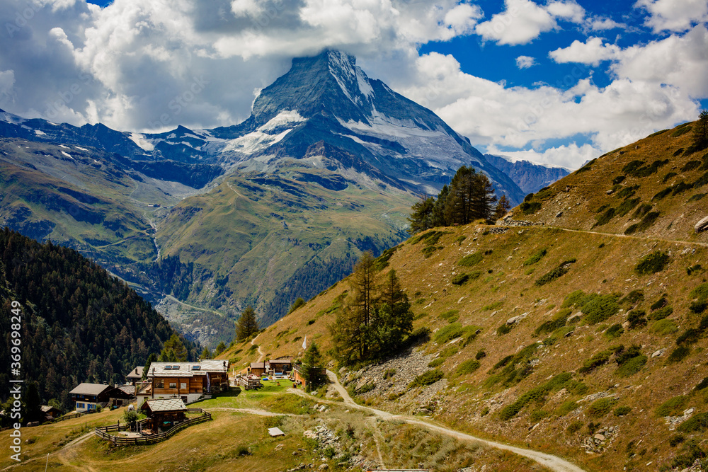Amazing beautiful view of Swiss Alps. Mountains