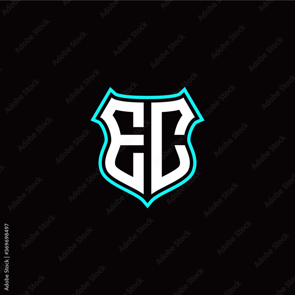 E C initials monogram logo shield designs modern