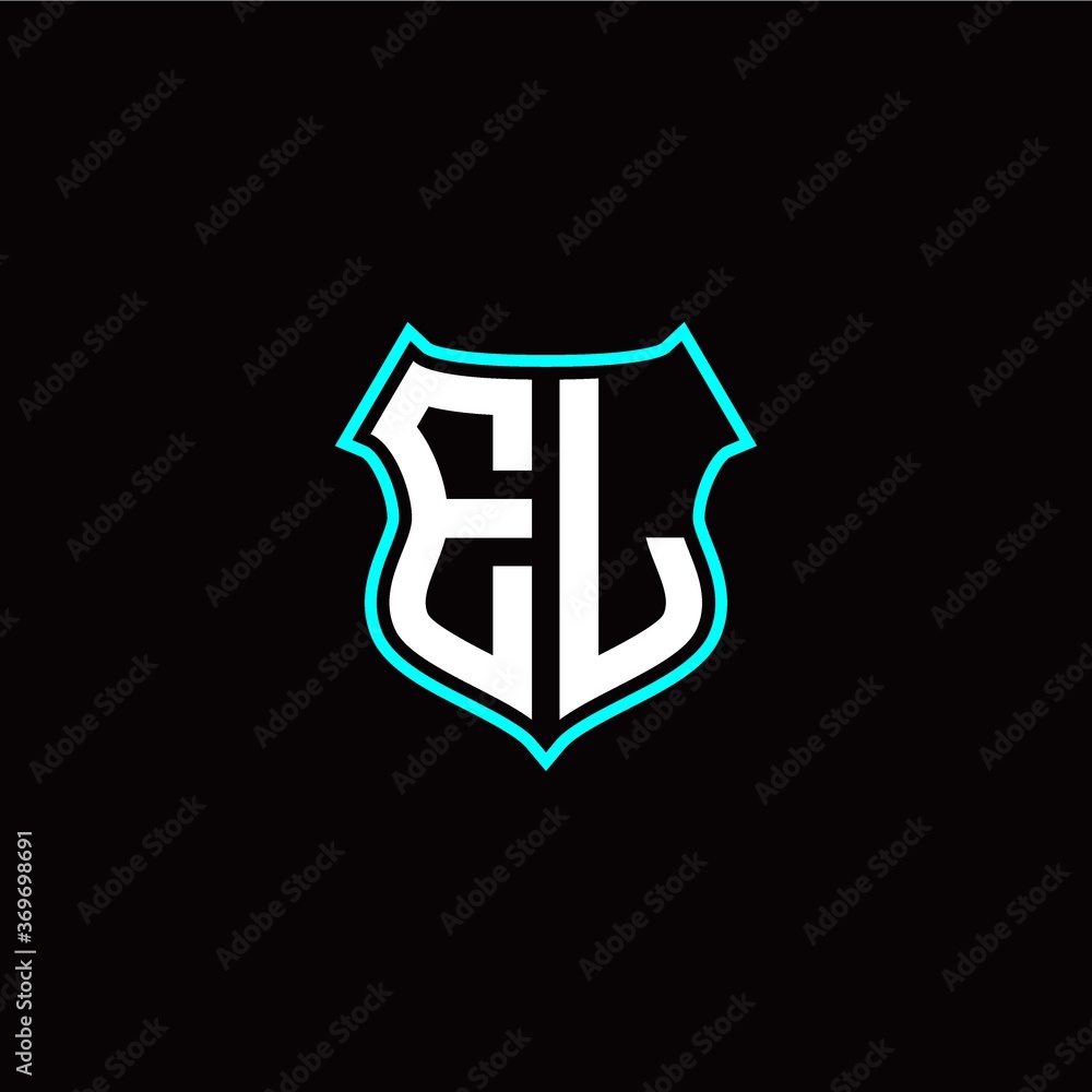 E L initials monogram logo shield designs modern